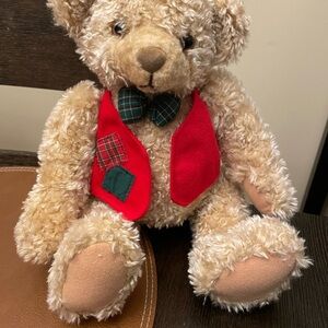 Hallmark Christmas Teddy Bear with Red Vest and Tie